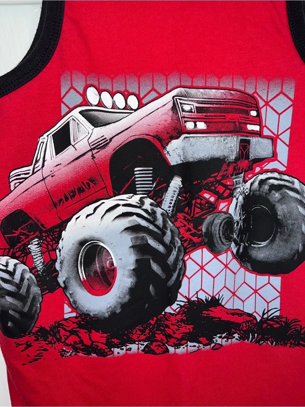 Kids 5/6 Red Monster Truck Tank Top